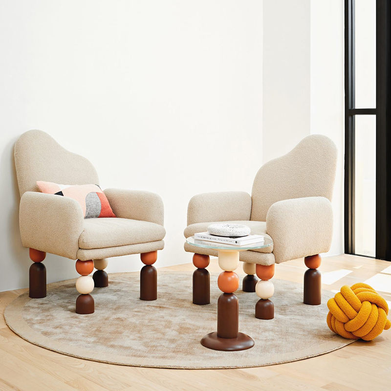 Teddy Velvet Leisure Chair, Contemporary Ash Wood Armchair for Living Room or Bedroom, Soft Upholstered Single Sofa Accent Chair