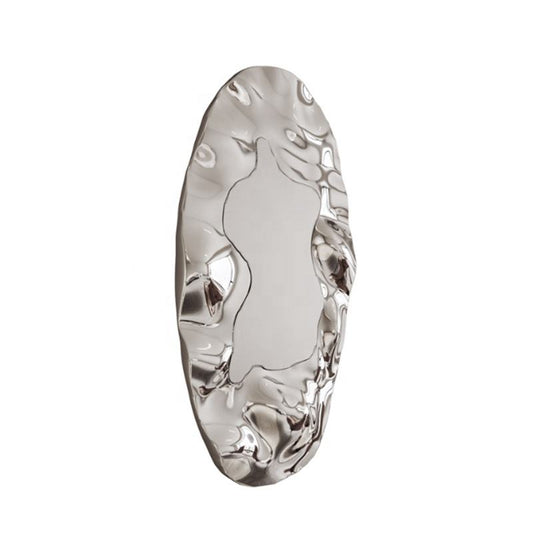 Modern Abstract Stainless Steel Wall Art – Creative Oval Metal Wall Hanging, Decorative Sculpture for Living Room, Restaurant, Hallway