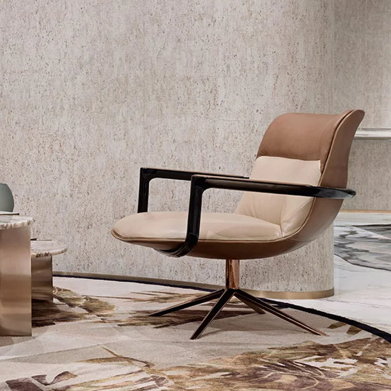 Modern Single Armchair, Designer Swivel Sofa Chair for Living Room and Bedroom, Contemporary Upholstered Comfy Accent Seat