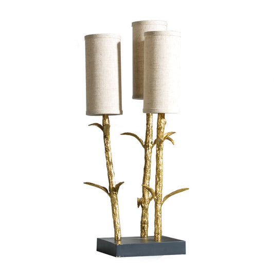 Modern Brass Palm Tree Table Lamp, Decorative Antique Finish Hotel and Home LED Lighting, Handcrafted Bronze Sculpture