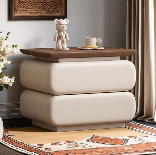 Light Luxury Bedroom Bedside Table, High-End Simple Modern Mid-century Style Solid Wood Nightstand