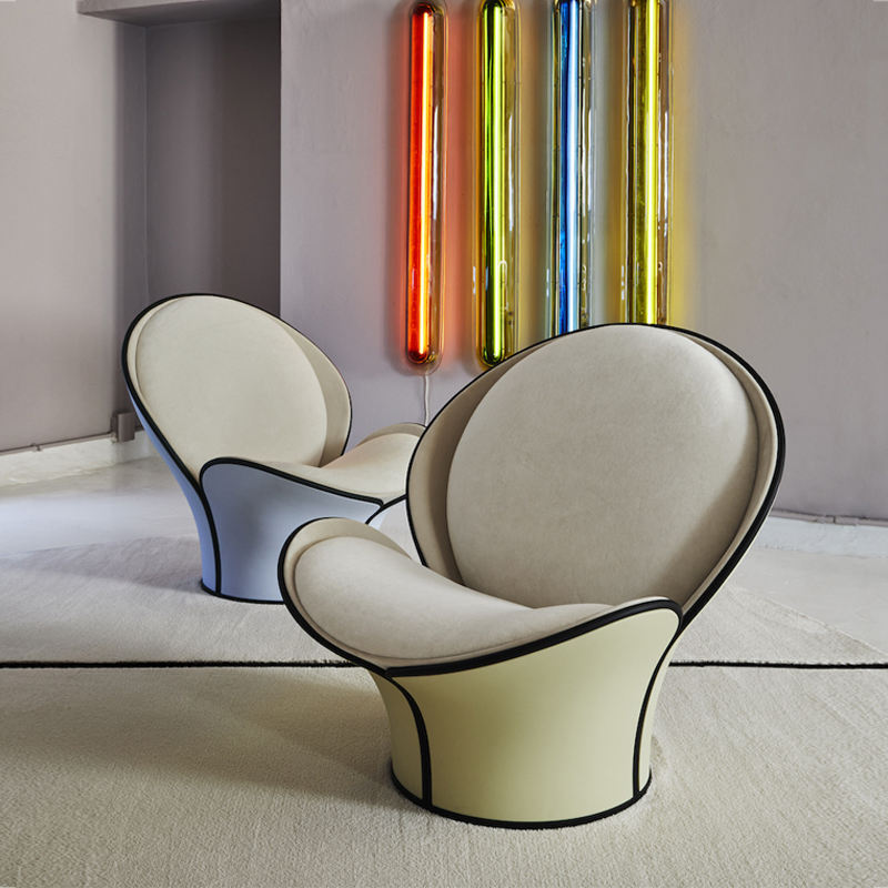 Modern Creative Bean Sprout Leisure Chair, High Back Fiberglass Designer Lounge Chair for Living Room and Bedroom