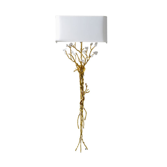 Tree Branch Wall Sconce Light, Decorative Crystal and Bronze Forest LED Lamp for Hotel, Home, and Villa Hallway Accent