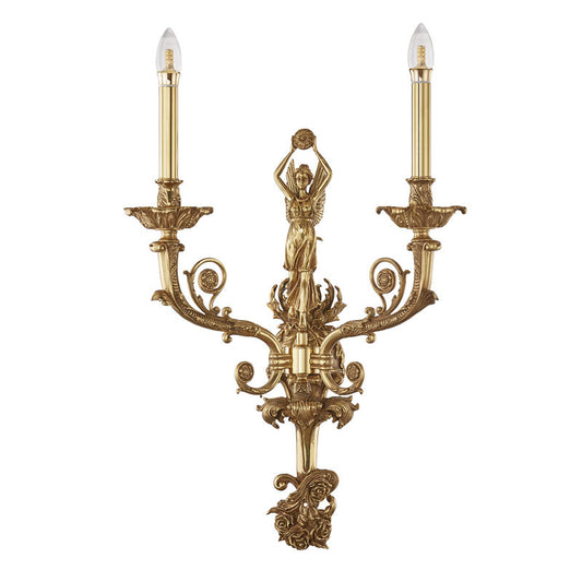 Luxury Angel Art Wall Sconce, Classical Gilt Bronze Brass Candle LED Fixture, Contemporary Home Decor Light E14