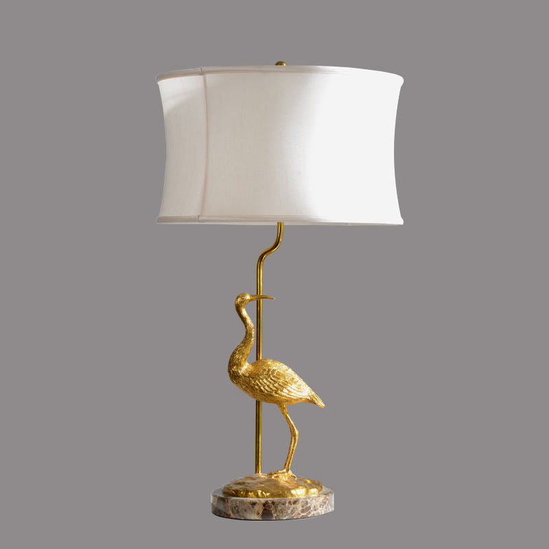 Brass Flamingo Table Lamp with Marble Base, Modern Gold Animal Bird Desk Lamp, E27 60W LED Accent Lighting