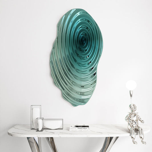 Irregular Blue Stainless Steel Metal Wall Art – Modern Abstract Wave Design, Colourful Metal Charm Decorative Panel for Living Room, Bedroom