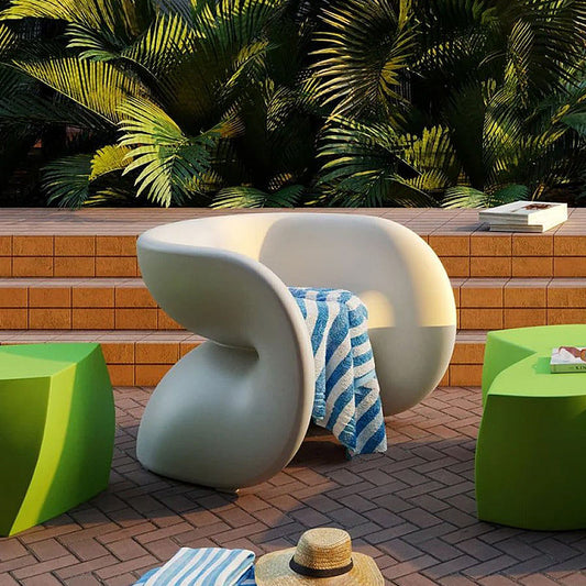 Modern Creative Fiberglass Outdoor Leisure Chair, U-Shaped Designer Single Accent for Garden, Shopping Mall, or Model Room