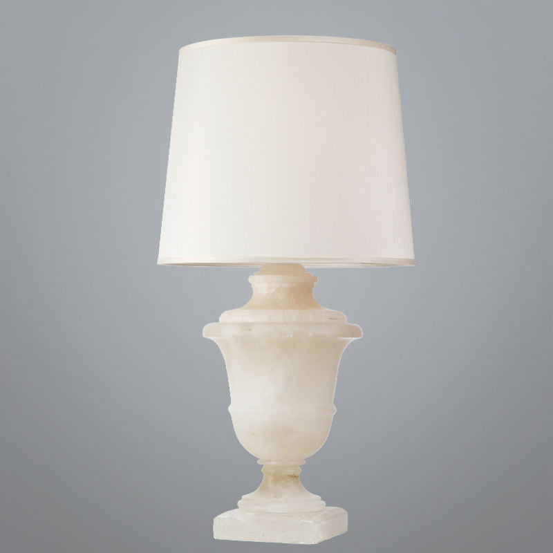 Modern White Marble Table Lamp, Visual Comfort Style Urn Design, Luxury LED Accent Lighting for Living Room, Bedroom, Hotel or Villa