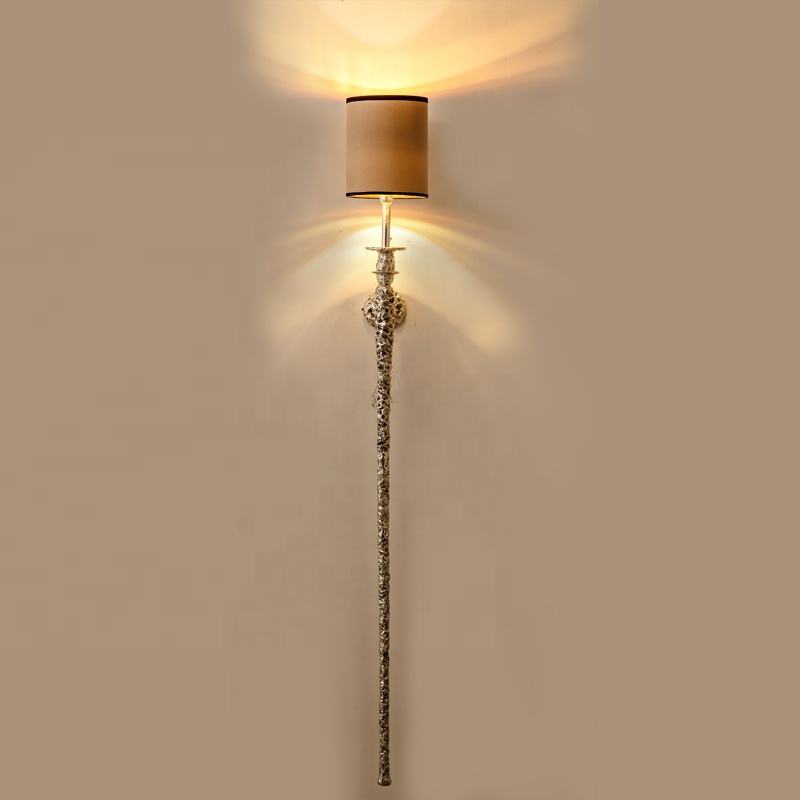 Luxury Silver Torch Wall Sconce with Pink Shade, Modern Long Frame Wall Light for Hallway, Bedroom, and Living Room Accent Décor