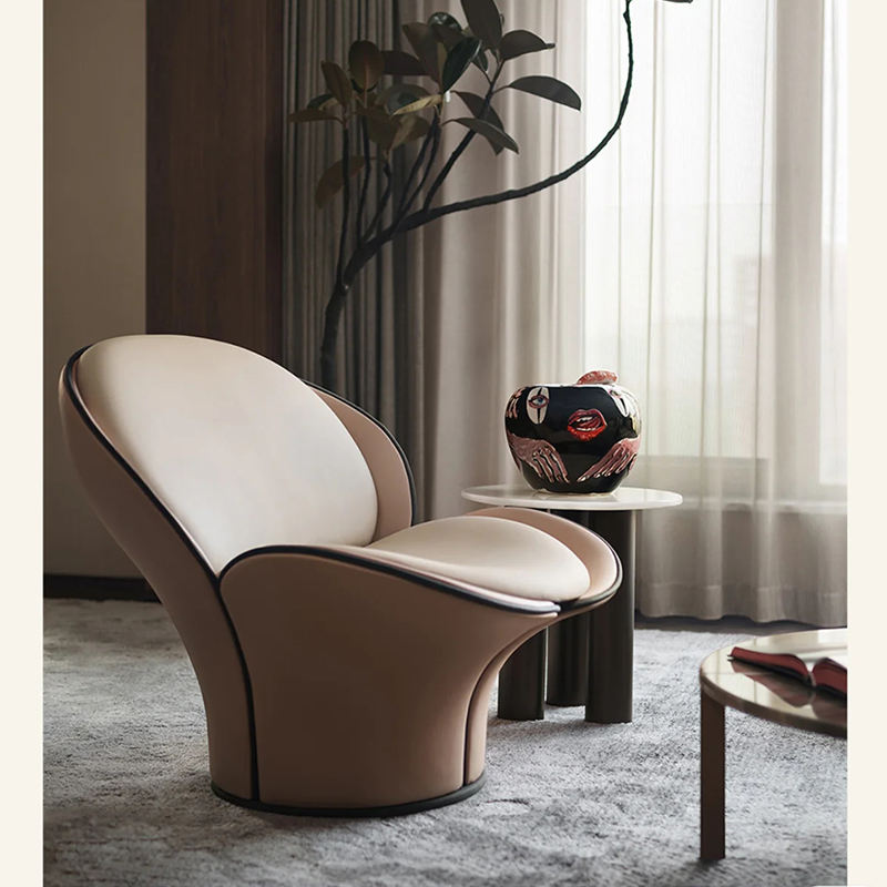 Modern Creative Bean Sprout Leisure Chair, High Back Fiberglass Designer Lounge Chair for Living Room and Bedroom