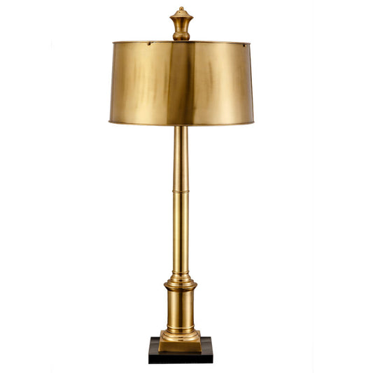 Modern Brass LED Table Lamp, Tall Decorative Desk Light for Bedroom and Living Room, 18-Inch Shade, Luxury Gold Accent Lighting