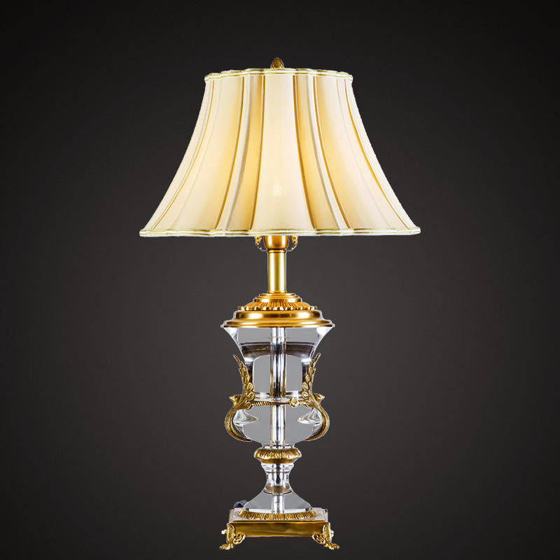 Antique Crystal Brass Table Lamp, Classic LED Desk Lighting for Home, Hotel, Villa, Church, or Restaurant