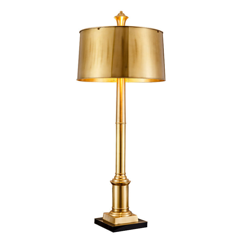 Modern Brass LED Table Lamp, Tall Decorative Desk Light for Bedroom and Living Room, 18-Inch Shade, Luxury Gold Accent Lighting