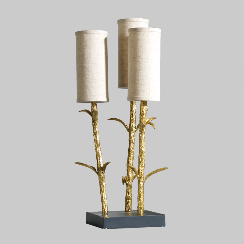 Modern Brass Palm Tree Table Lamp, Decorative Antique Finish Hotel and Home LED Lighting, Handcrafted Bronze Sculpture