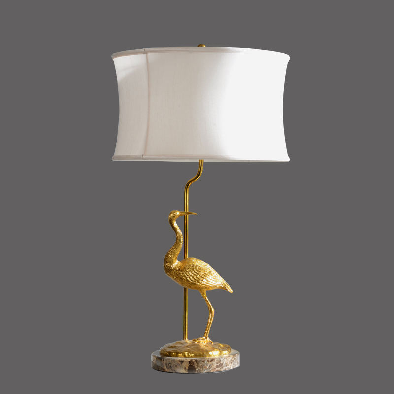 Brass Flamingo Table Lamp with Marble Base, Modern Gold Animal Bird Desk Lamp, E27 60W LED Accent Lighting