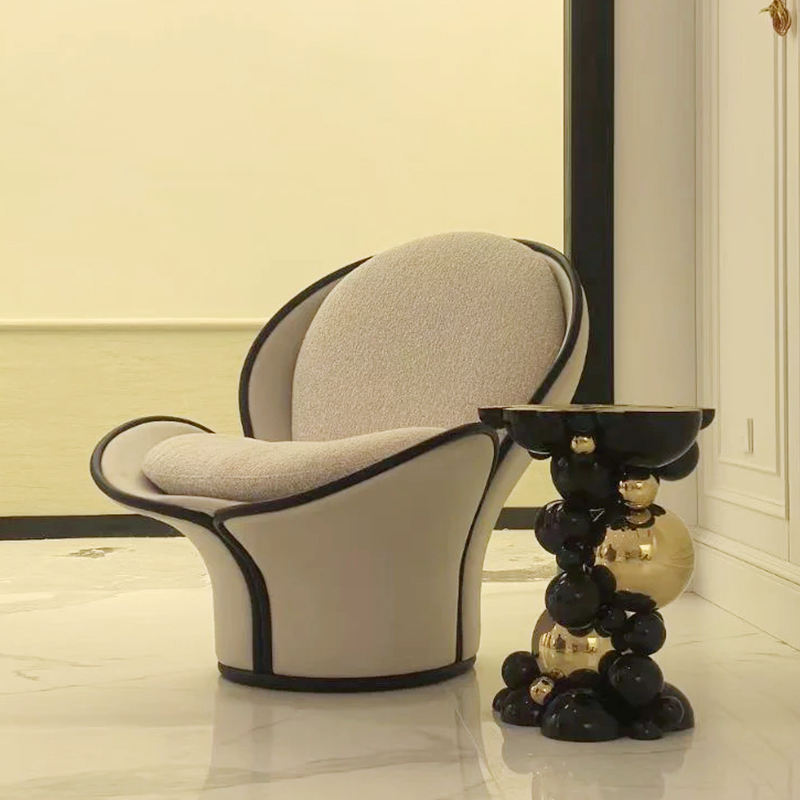 Modern Creative Bean Sprout Leisure Chair, High Back Fiberglass Designer Lounge Chair for Living Room and Bedroom