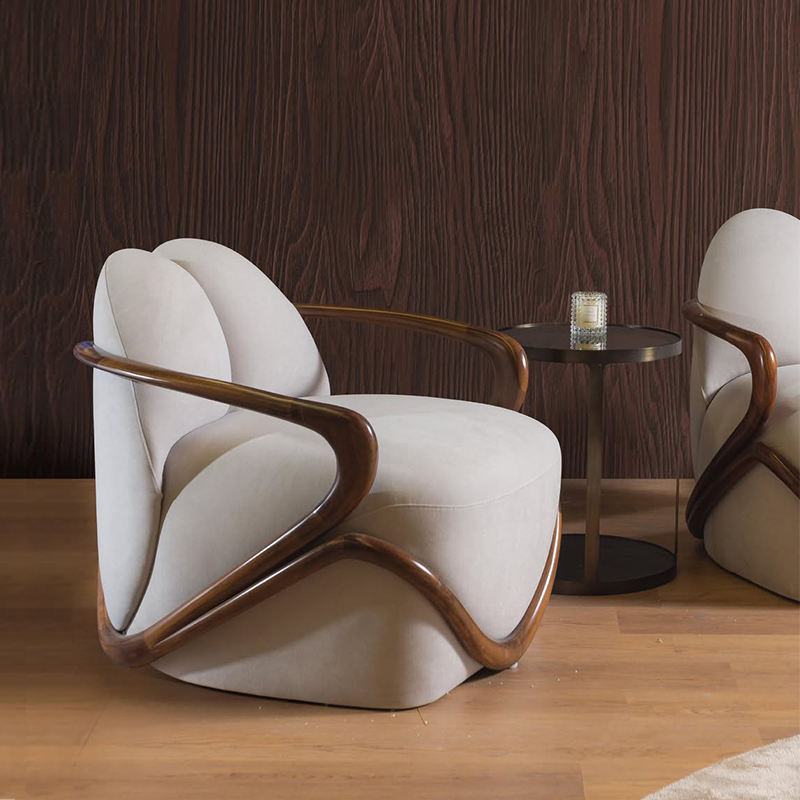 Comfortable White Ash Wood Fabric Lounge Chair, Ergonomic Style Accent Chair for Meeting Rooms & Multi-Space Interiors, High Density Sponge Filling