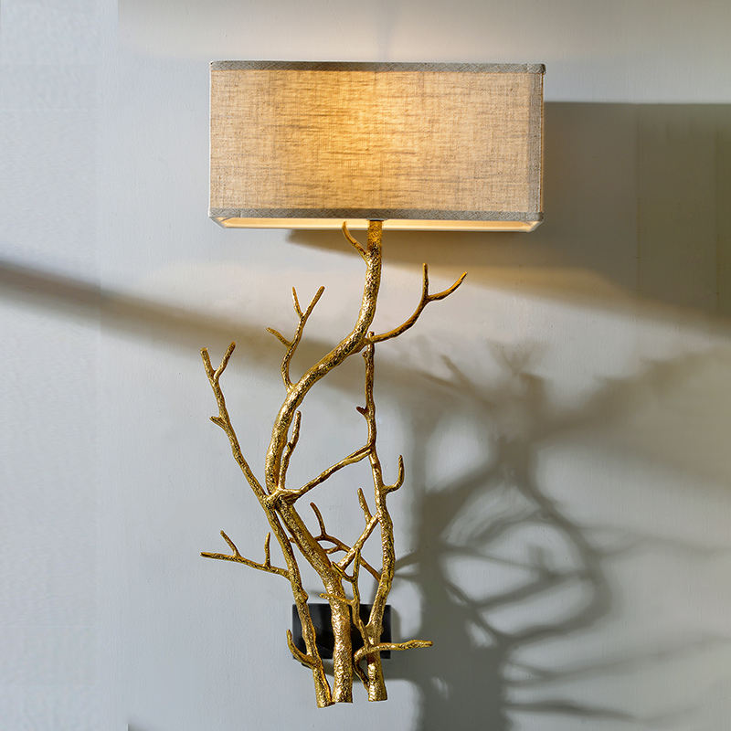 Modern Bronze Tree Branch Wall Lamp, Gold Decor Brass Crystal LED Wall Sconce for Living Room, Bedroom, Home Office