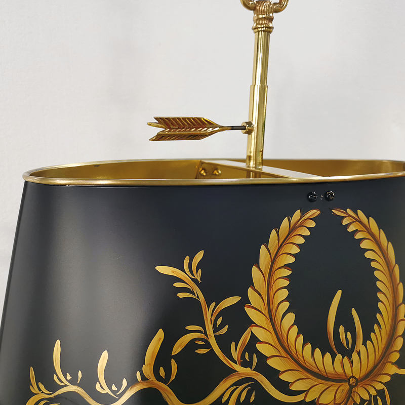 Creative Brass Desk Lamp, Black & Gold LED Table Light with Unique Arrow Motif Lampshade, Modern Home and Hotel Decor