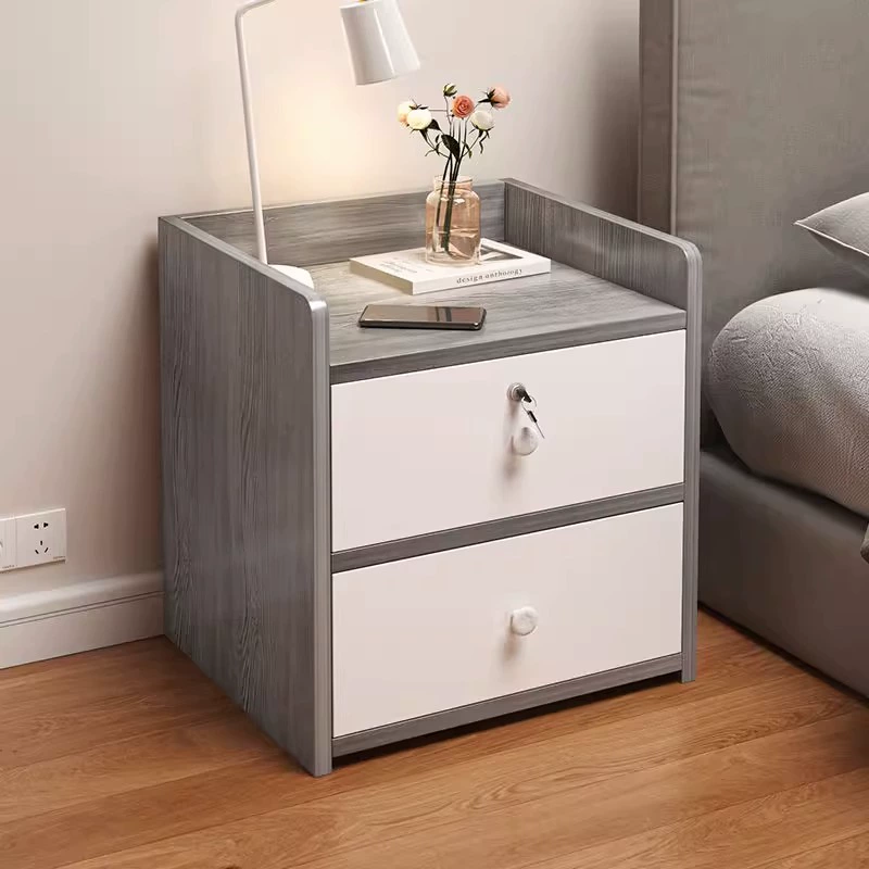 Modern Small Wooden Bedside Table, Fashionable Mini Nightstand with 2 Drawers, Easy Home Storage Cabinet for Bedroom