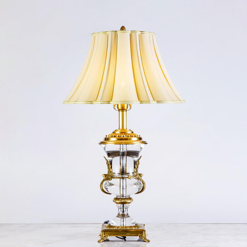 Antique Crystal Brass Table Lamp, Classic LED Desk Lighting for Home, Hotel, Villa, Church, or Restaurant