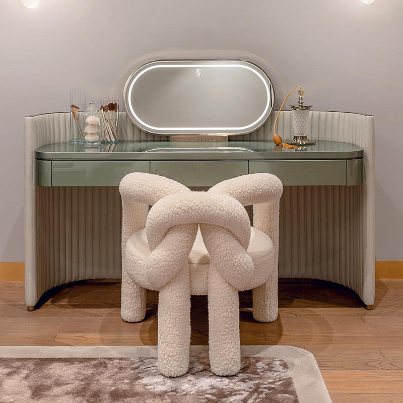 Modern Velvet Vanity Chair, Sculptural Fiberglass Accent Seat for Bedroom and Living Room, Ergonomic High Density Sponge Upholstery
