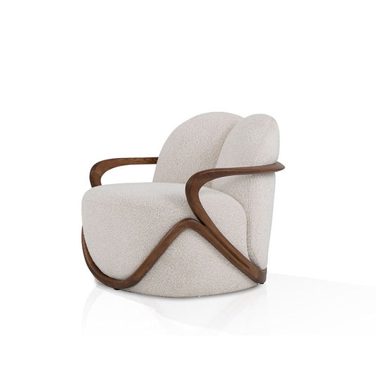 Comfortable White Ash Wood Fabric Lounge Chair, Ergonomic Style Accent Chair for Meeting Rooms & Multi-Space Interiors, High Density Sponge Filling