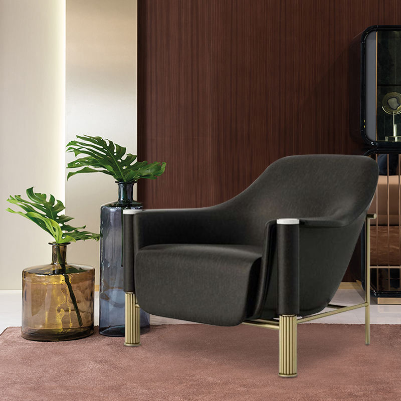 Modern Metal Lounge Sofa Chair, Minimalist Creative Single Accent Chair for Living Room and Office Space
