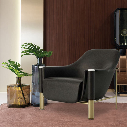 Modern Metal Lounge Sofa Chair, Minimalist Creative Single Accent Chair for Living Room and Office Space