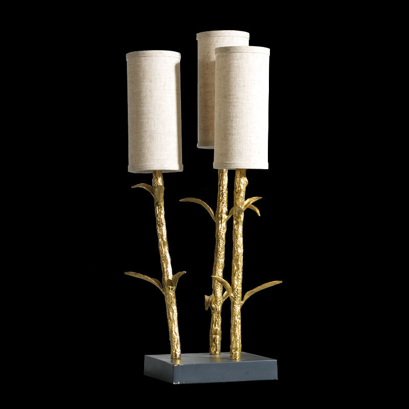Modern Brass Palm Tree Table Lamp, Decorative Antique Finish Hotel and Home LED Lighting, Handcrafted Bronze Sculpture