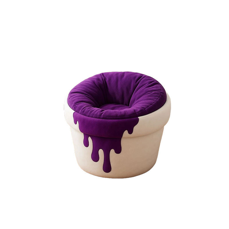 Lazy Single Sofa Chair, Modern Fiberglass Frame Fabric Leisure Armchair for Living Room and Bedroom
