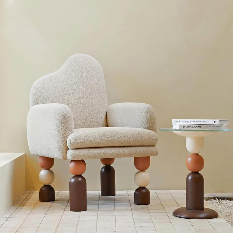 Teddy Velvet Leisure Chair, Contemporary Ash Wood Armchair for Living Room or Bedroom, Soft Upholstered Single Sofa Accent Chair