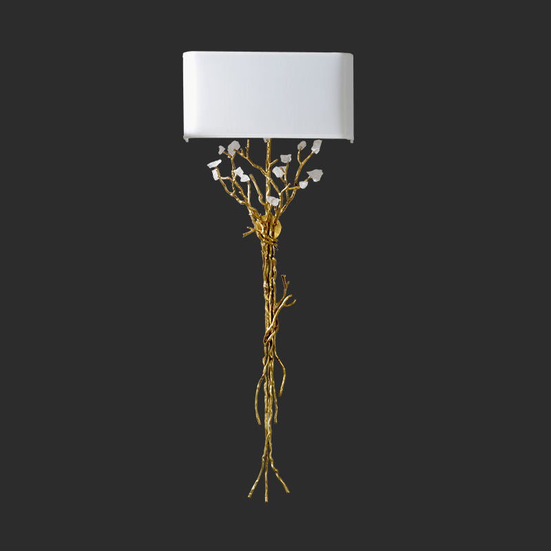 Tree Branch Wall Sconce Light, Decorative Crystal and Bronze Forest LED Lamp for Hotel, Home, and Villa Hallway Accent