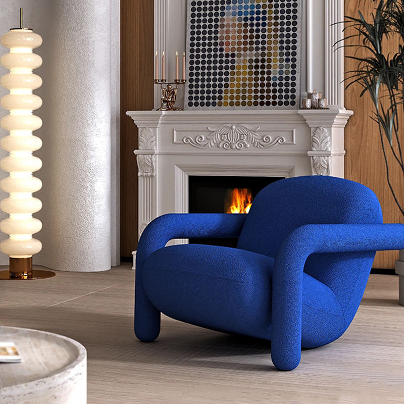 Modern Velvet Upholstered Leisure Chair, Bold Accent Single Sofa for Living Room or Bedroom, Solid Wood Frame, Creative Lounge Armchair