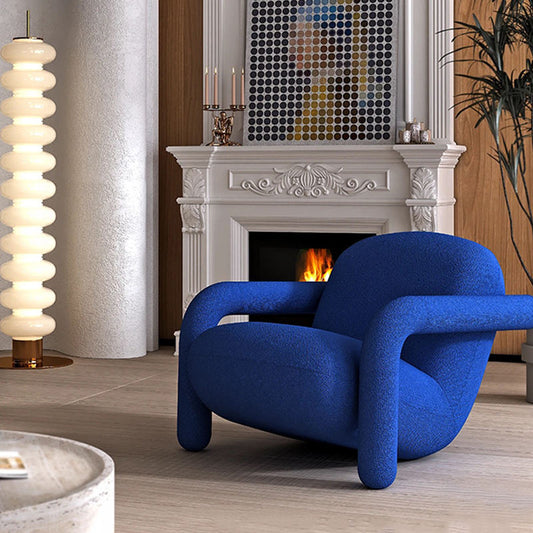 Modern Velvet Upholstered Leisure Chair, Bold Accent Single Sofa for Living Room or Bedroom, Solid Wood Frame, Creative Lounge Armchair
