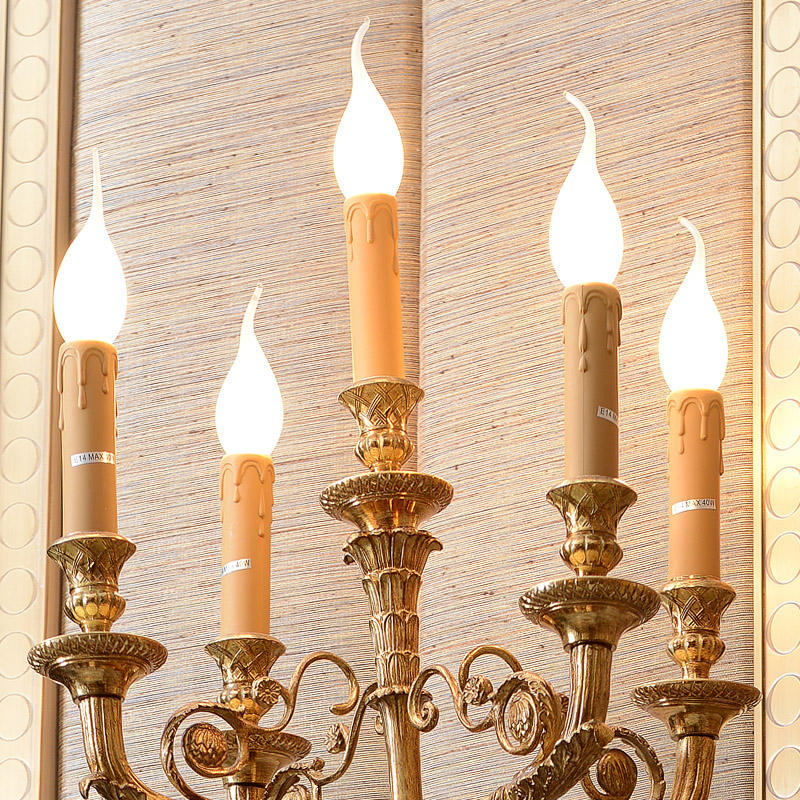 Louis Style Angel Wall Sconce, Luxury Gilt Bronze Antique Brass 6-Light LED Wall Lamp for Palace, Hotel, or Classic Hall