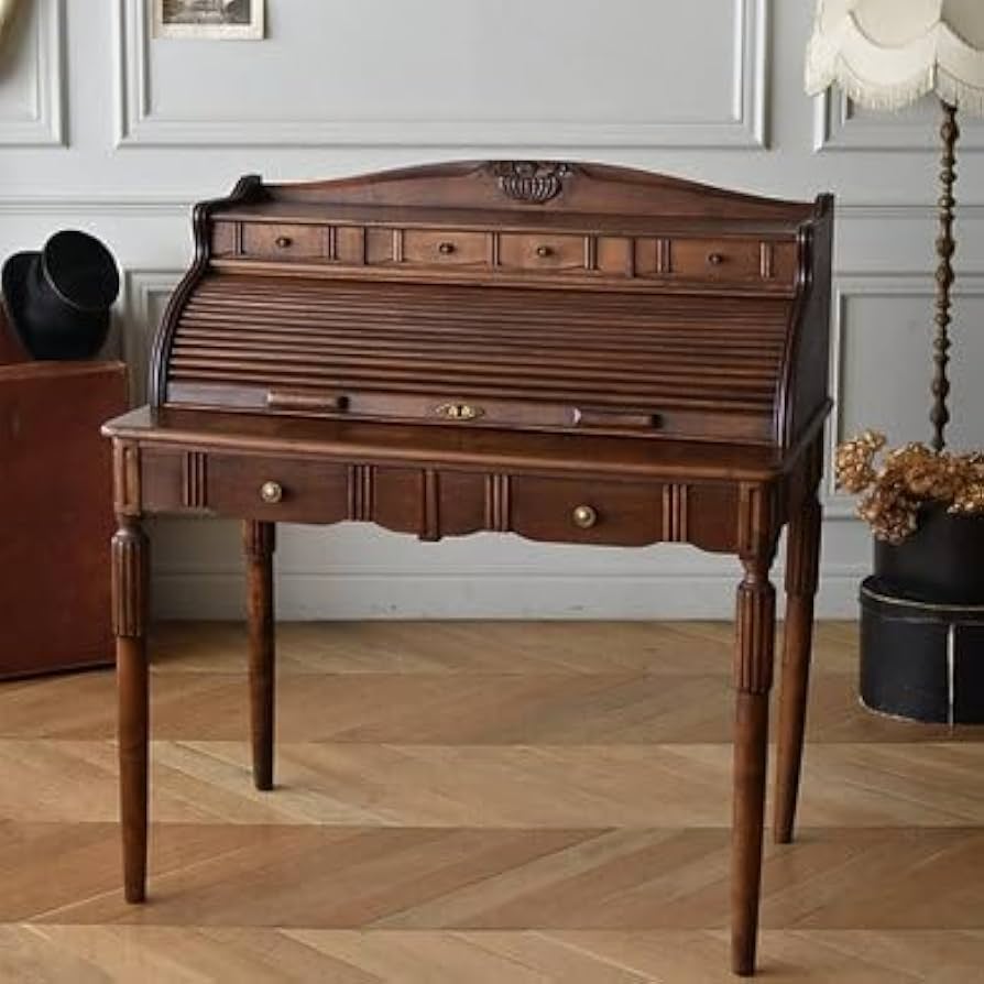 Vintage Secretary Desk with Hutch and Drawer, Writing Desk for Home Office