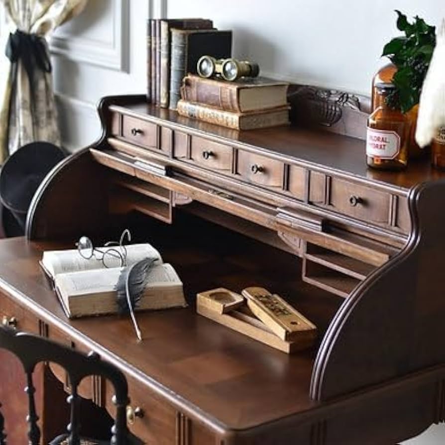 Vintage Secretary Desk with Hutch and Drawer, Writing Desk for Home Office