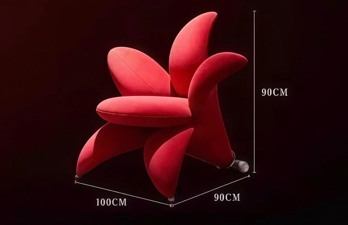 Flower Accent Chair – Modern Petal-Shaped Lounge Chair Luxury Home Decor with Pulley Wheels | Bold Velvet Upholstery | Unique Statement Furniture Piece for Living Room, Bedroom, or Office