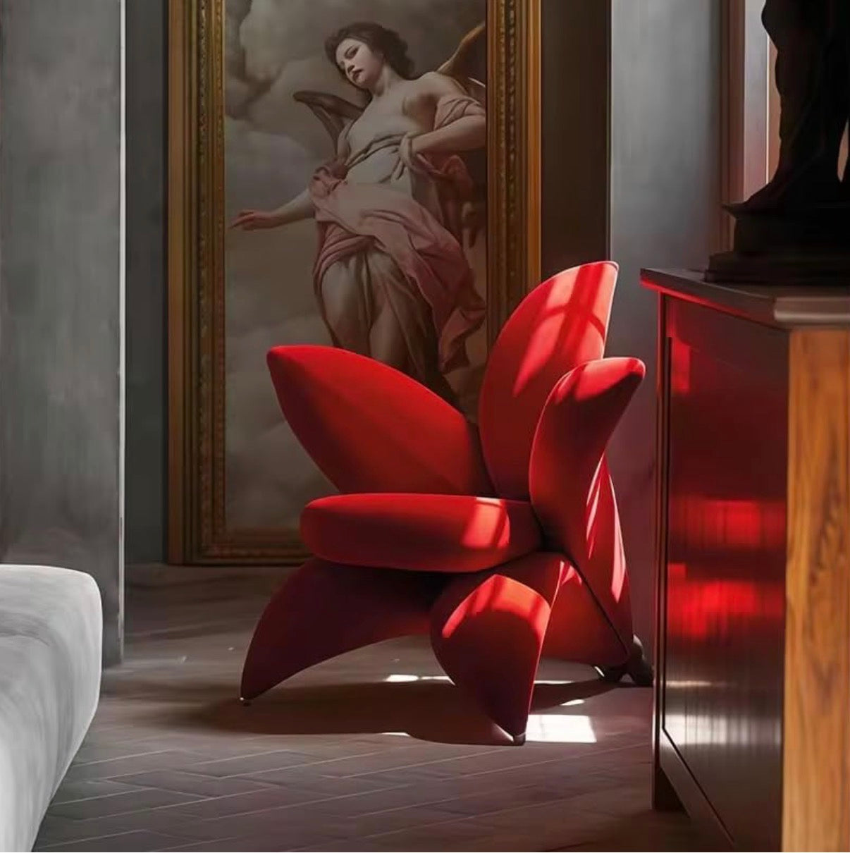 Flower Accent Chair – Modern Petal-Shaped Lounge Chair Luxury Home Decor with Pulley Wheels | Bold Velvet Upholstery | Unique Statement Furniture Piece for Living Room, Bedroom, or Office