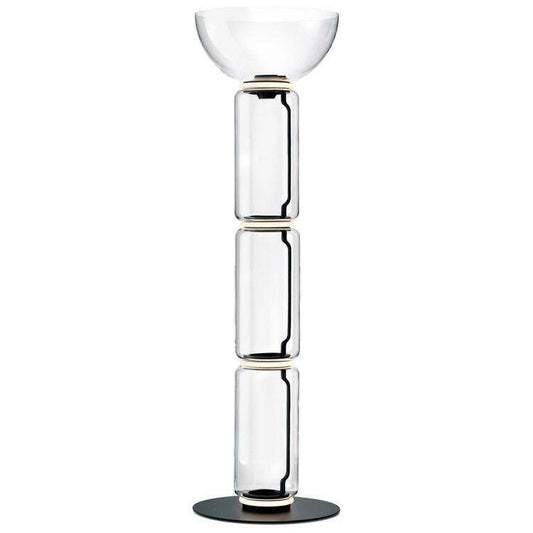 Modern Glass Cylinder LED Floor Lamp, 47 Inch Contemporary Standing Lamp with Aluminum Frame and Round Base, Minimalist Accent Lighting for Living Room, Bedroom, Office, Study and Corner Decor