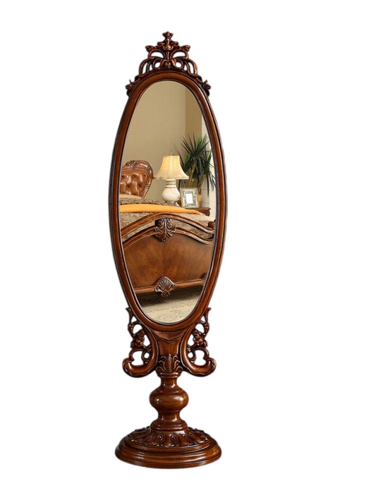 Solid Oak Double-Sided Rotating Full-Length Floor Mirror