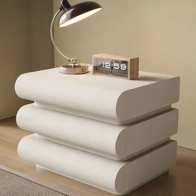 White Wood 3-Drawer Nightstand for Bedroom and Apartment