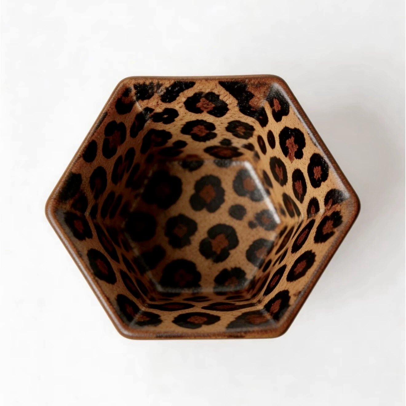 Leopard Print Ceramic Cup, Hexagon Floral Tea Cup for Coffee and Water