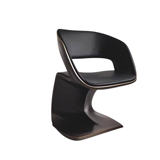 Black and Brown Modern Accent Chair, Fiberglass Dining Armchair with Open Back, Contemporary Side Chair for Living Room, Dining Room, Office, Reception Area, Cafe and Hotel Lobby