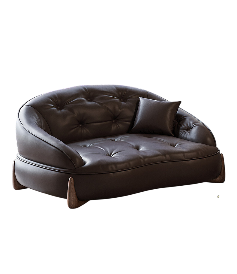 Dark Brown Top-Grain Leather Oversized Accent Chair, Deep-Seat Button-Tufted Barrel Lounge Chair with Solid Larch Wood Frame for Living Room, Bedroom, Office and Reading Nook