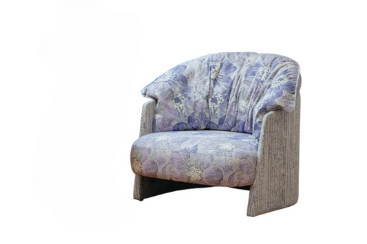 Purple Floral Barrel Accent Chair, Upholstered Lounge Armchair, Curved Hug Chair with Jacquard Style Fabric for Living Room, Bedroom, Study, Reading Corner