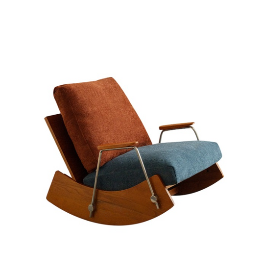 Two-Tone Upholstered Rocking Chair, Wood Frame Lounge Accent Chair