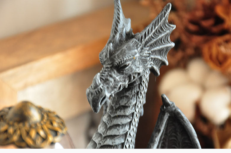 Gothic Double Dragon Hourglass Statue, Black Fantasy Dragon Sand Timer with Red Sand, Medieval Desk Decor Figurine for Office, Bookshelf, Study, Living Room, Gaming Room, Collector Gift