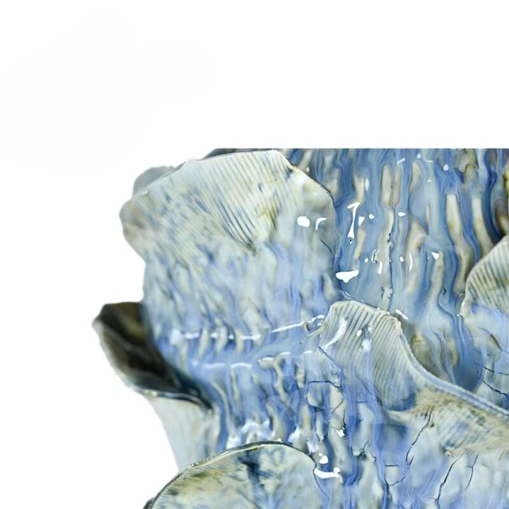 Handmade Blue Ceramic Abstract Sculpture for Tabletop Decor